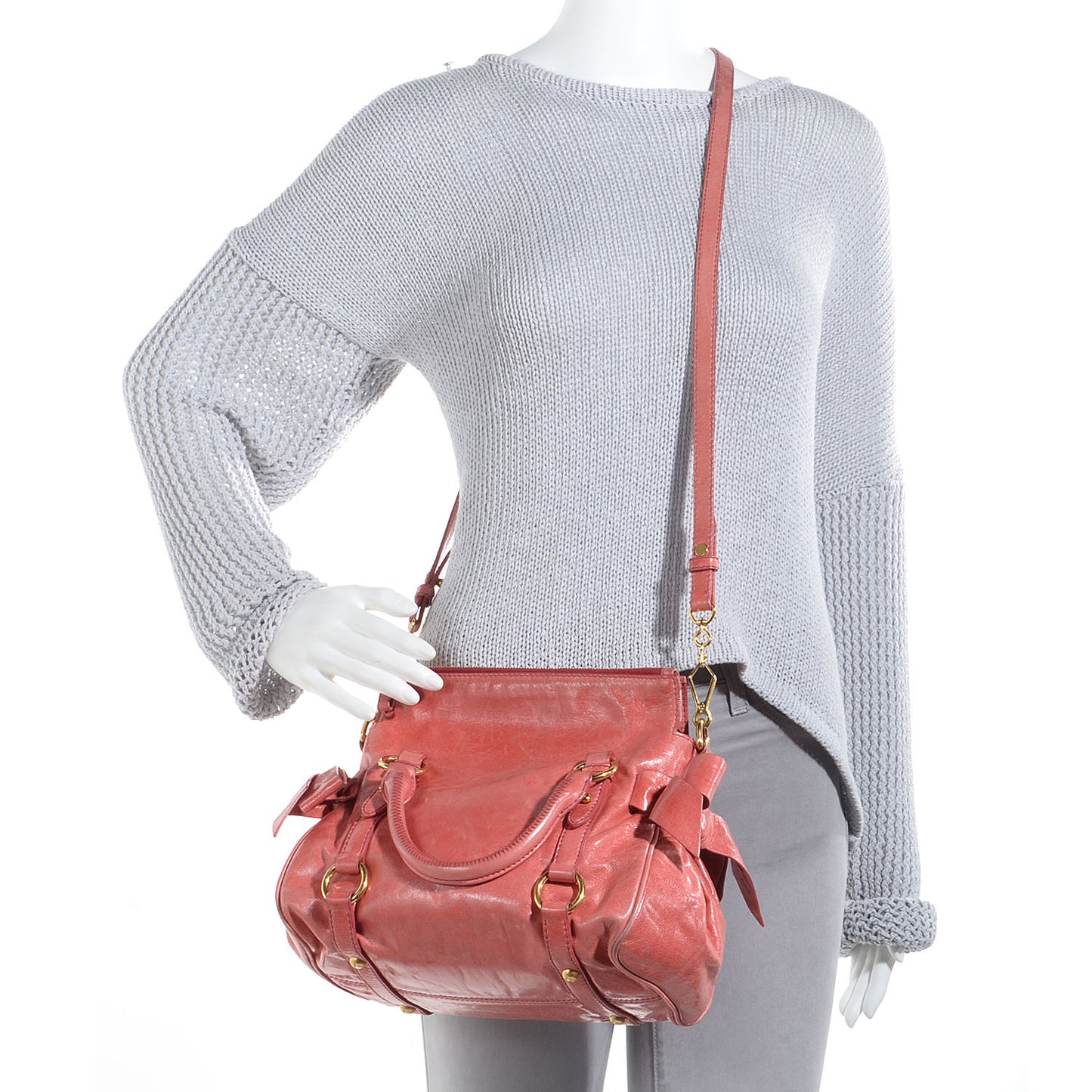 Vitello Lux Mini Bow Bag Rosa
