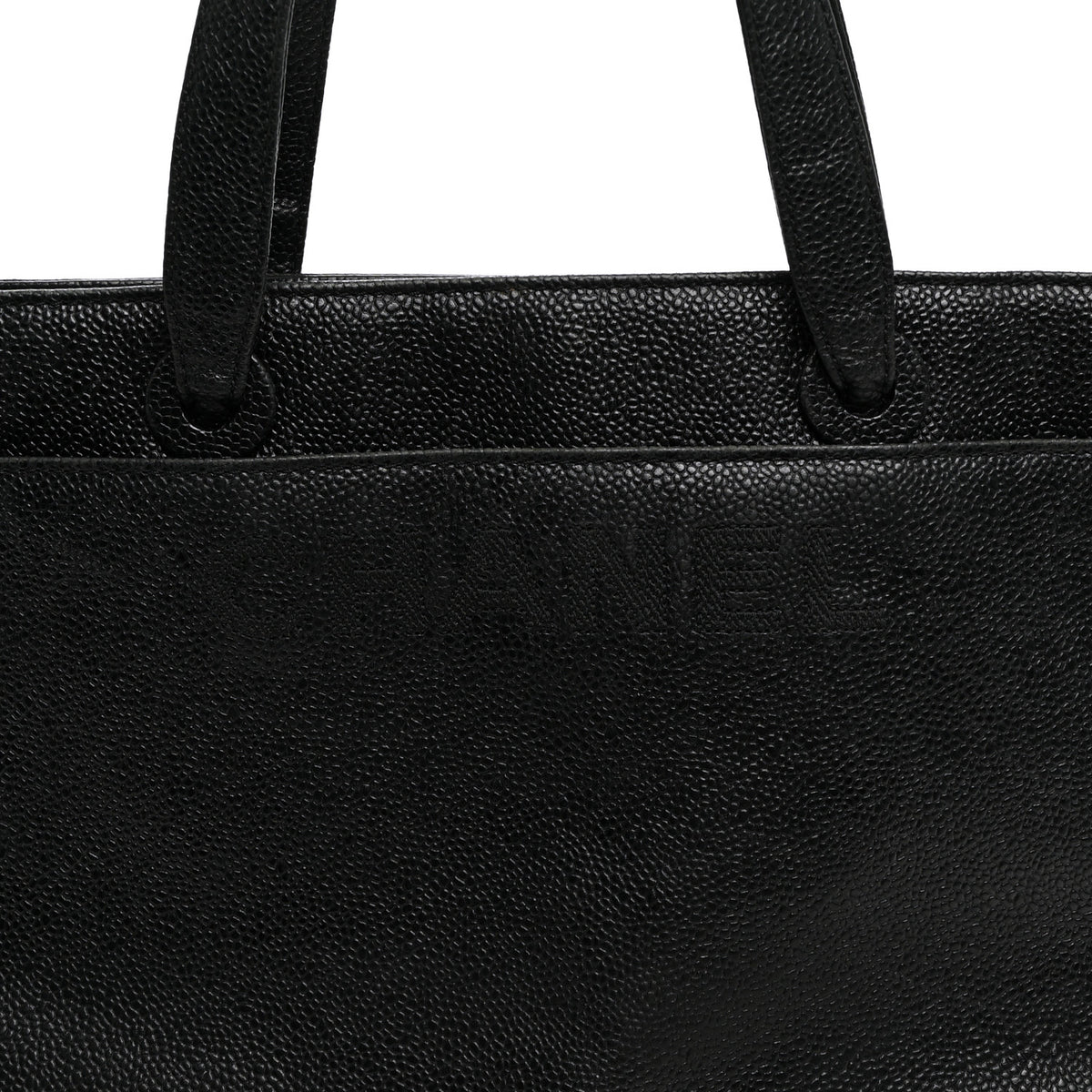 Caviar Embroidered Logo Shoulder Bag Black