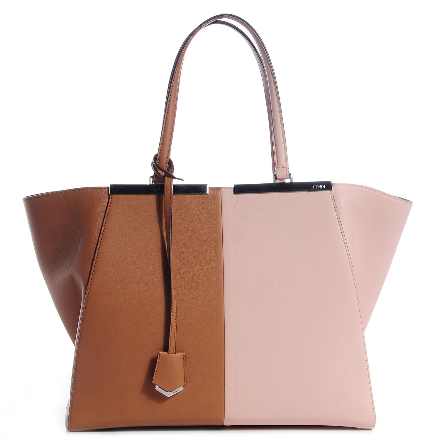 Fendi Vitello Bi-Color Large 3Jours Tote Orzo Rosa Plaster 1 of 12