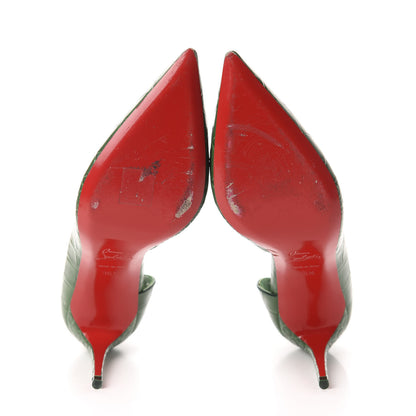 Christian Louboutin Crocodile Embossed Calfskin Iriza 100 Pumps 36.5 Green 6 of 12