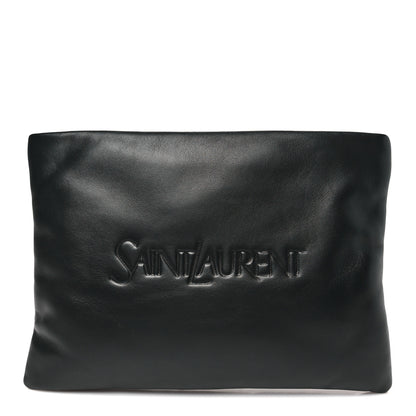 Saint Laurent Lambskin Large Puffy Pouch Black 1 of 8