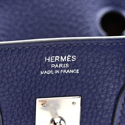 Hermes Togo Swift Officier Birkin 25 Bleu Encre Bordeaux 6 of 10
