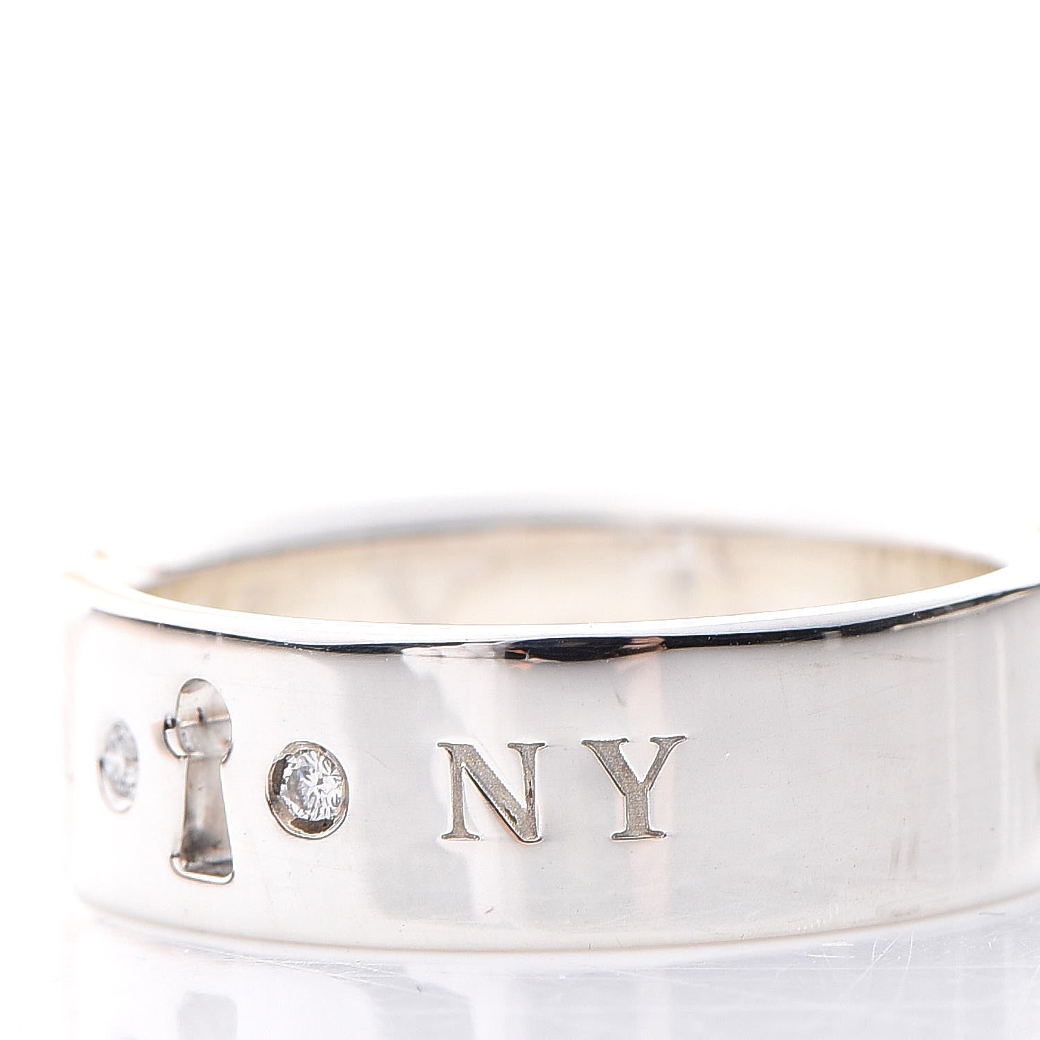 Tiffany Sterling Silver Diamond Locks Ring 53 6.25 4 of 9