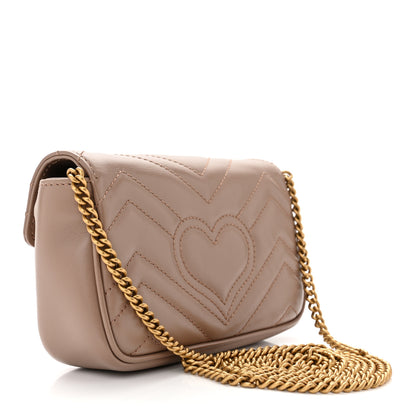 Gucci Calfskin Matelasse Super Mini GG Marmont Shoulder Bag Porcelain Rose 3 of 11