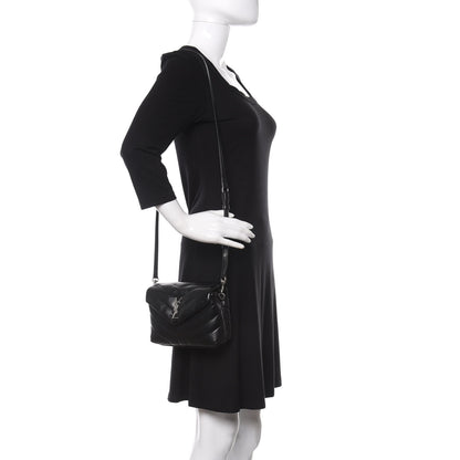 Saint Laurent Calfskin Y Quilted Monogram Toy Loulou Crossbody Bag Black 2 of 14