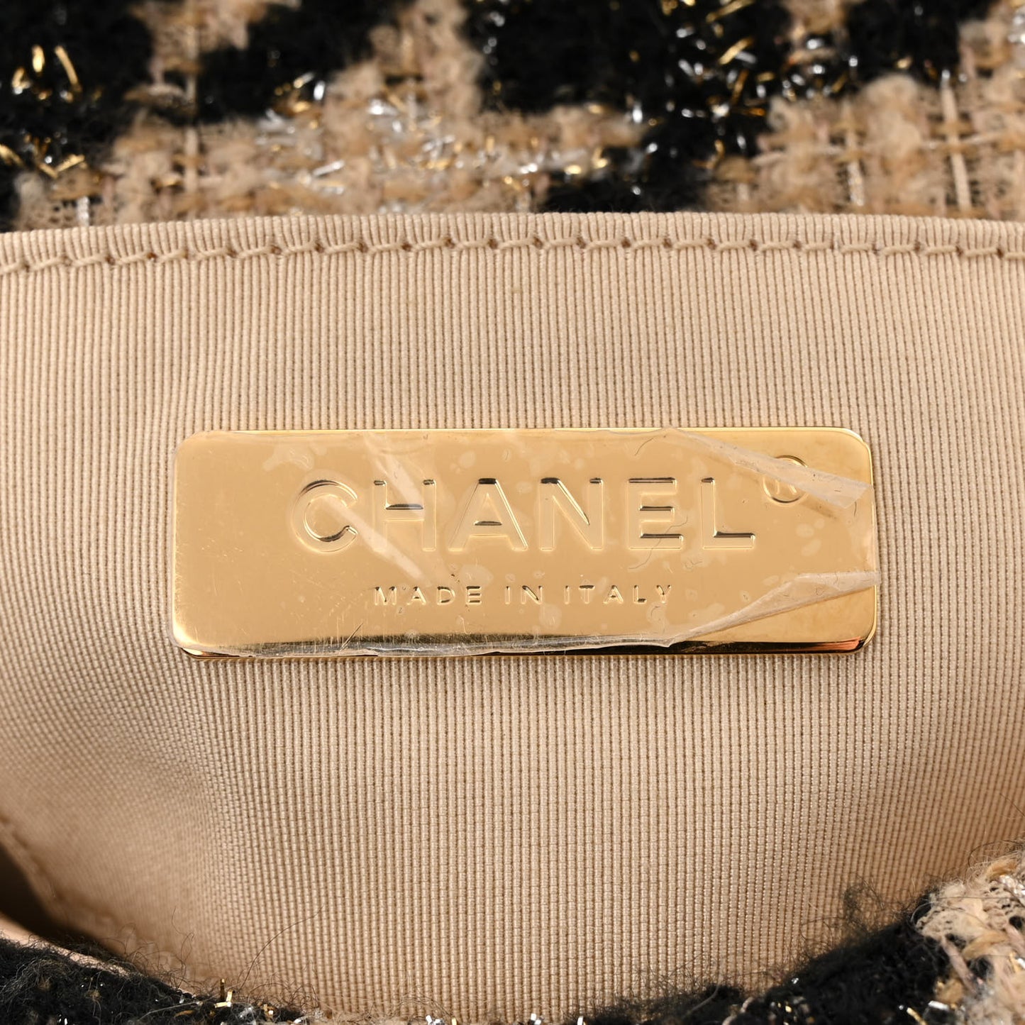 Tweed Quilted Chanel 19 Waist Bag Beige Black