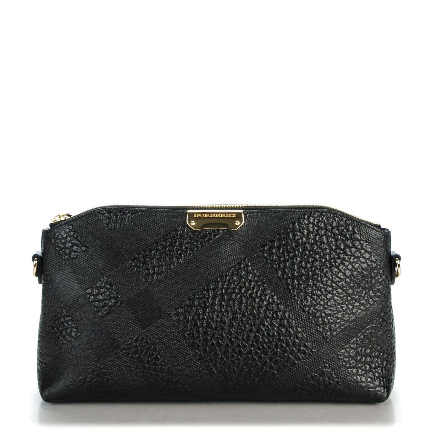Signature Grain Calfskin Check Embossed Small Chichester Crossbody Clutch Bag Black