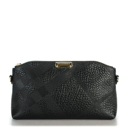 Burberry Signature Grain Calfskin Check Embossed Small Chichester Crossbody Clutch Bag Black 1 of 5