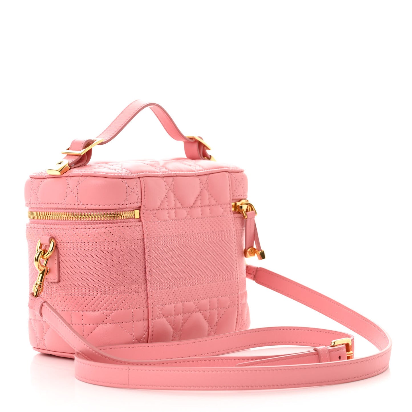 Lambskin Cannage Small Diortravel Vanity Case Pink