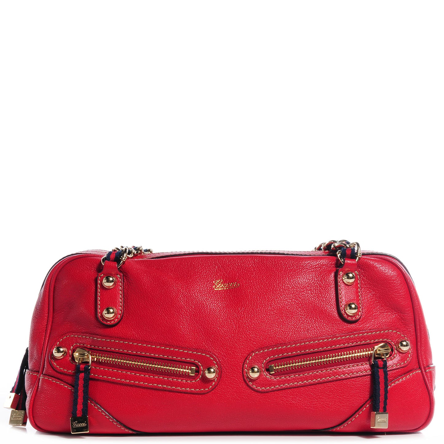 Leather Capri Small Bowler Red