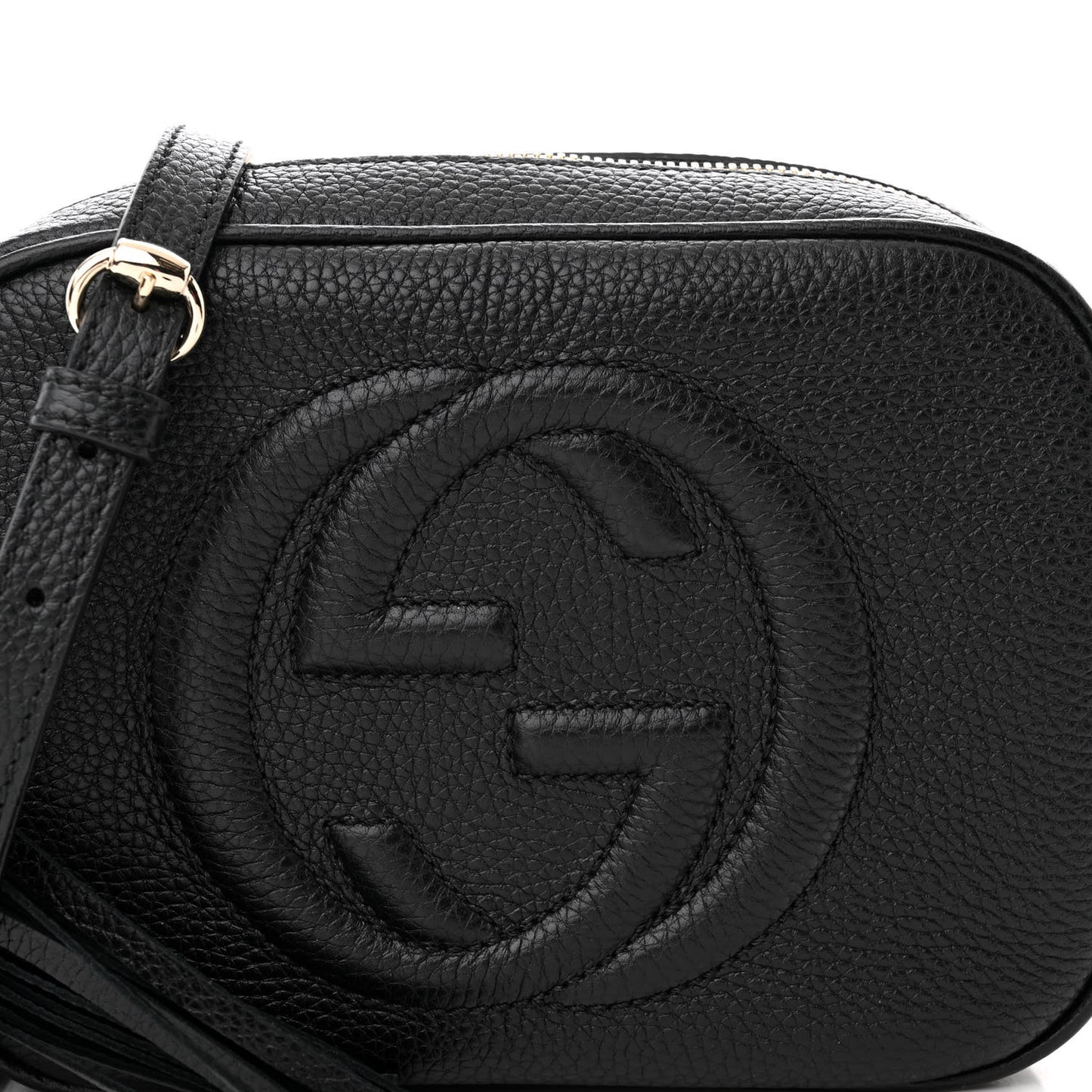 Pebbled Calfskin Small Soho Disco Bag Black