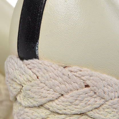 Chanel Lambskin Cap Toe Espadrille Wedge Pumps 40 Beige Black 13 of 20
