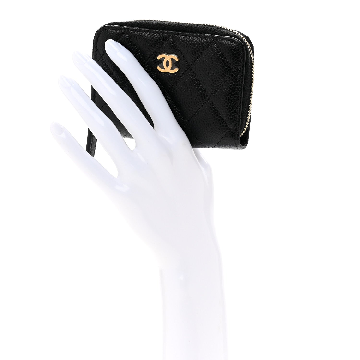 Chanel Caviar Quilted Zip Coin Purse Black 2 of 8