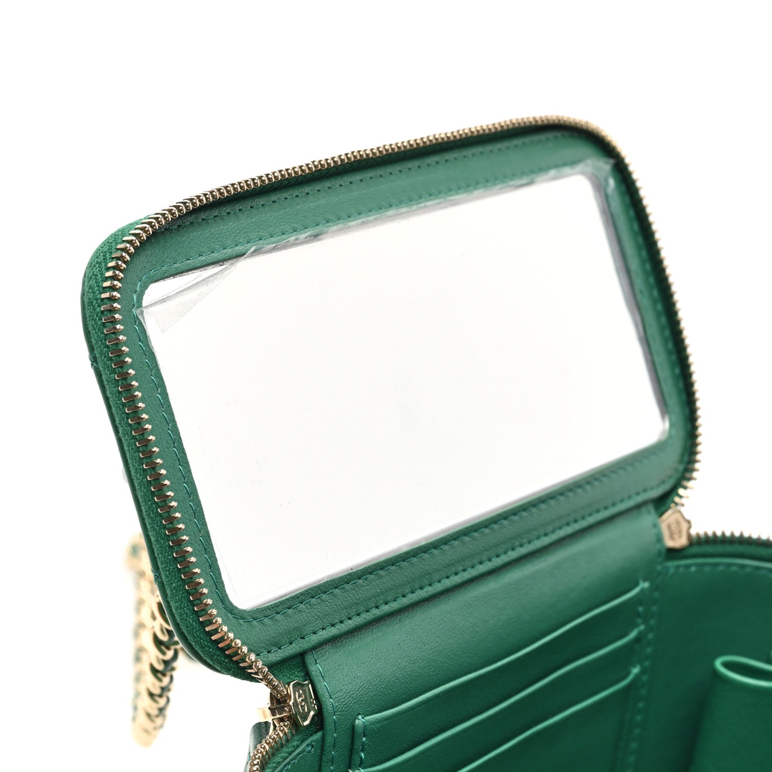 Chanel Lambskin Quilted Small Top Handle Vanity Case With Chain Green 8 of 11