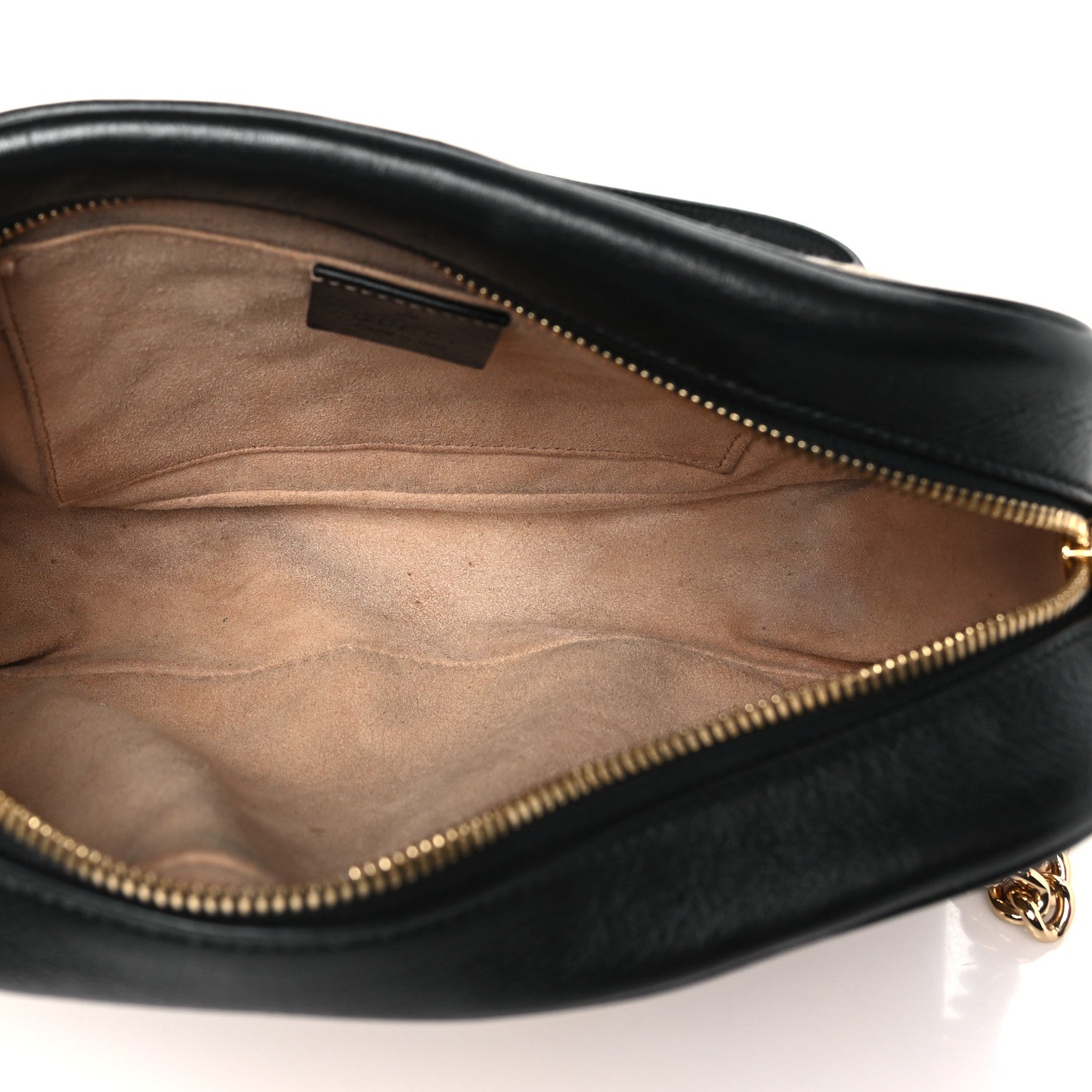 Gucci Monogram Matelasse Diagonal Small GG Marmont Chain Shoulder Bag Beige Black 5 of 13