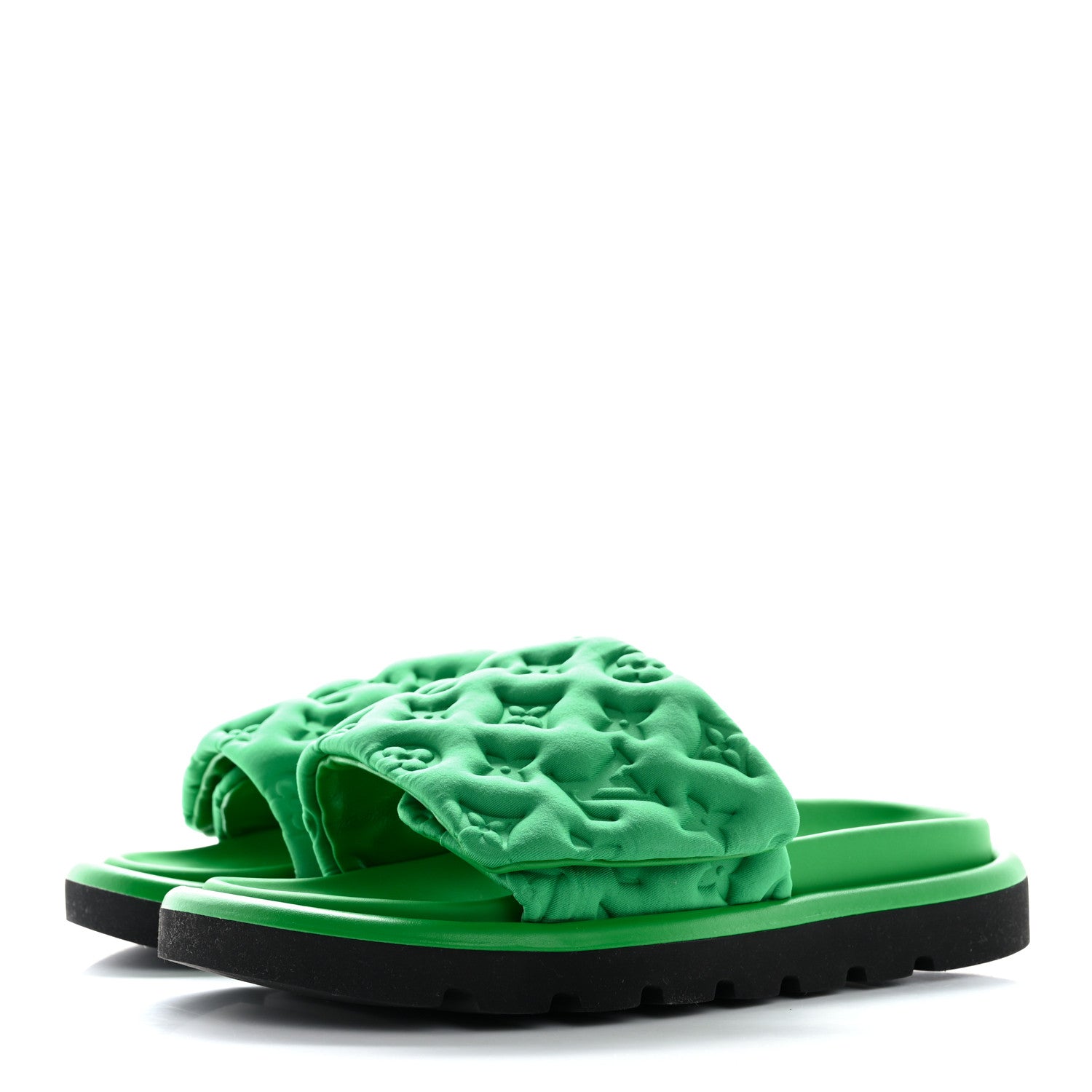 Louis Vuitton Technical Fabric Embossed Monogram Pool Pillow Comfort Mules 37 Green 4 of 9