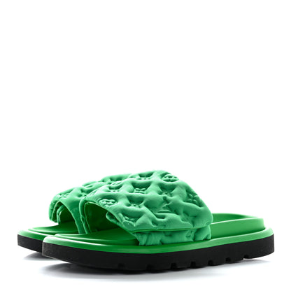 Louis Vuitton Technical Fabric Embossed Monogram Pool Pillow Comfort Mules 37 Green 4 of 9