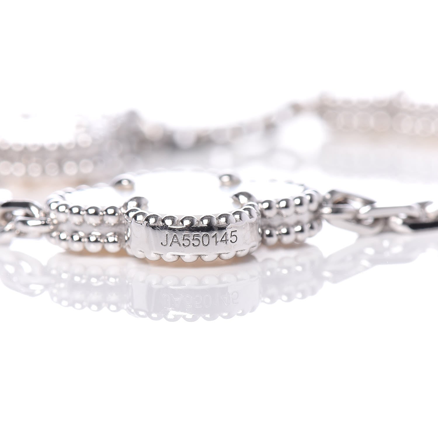Van Cleef & Arpels 18K White Gold Mother of Pearl 5 Motifs Vintage Alhambra Bracelet 4 of 7