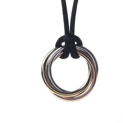 Cartier 18K Pink Yellow White Gold Trinity Cord Necklace 6 of 6