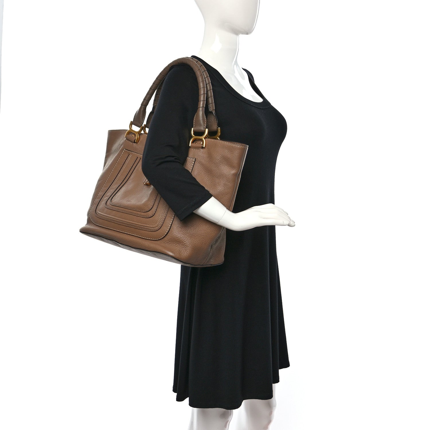 Chloe Calfskin Large New Marcie Tote Nut 3 of 8