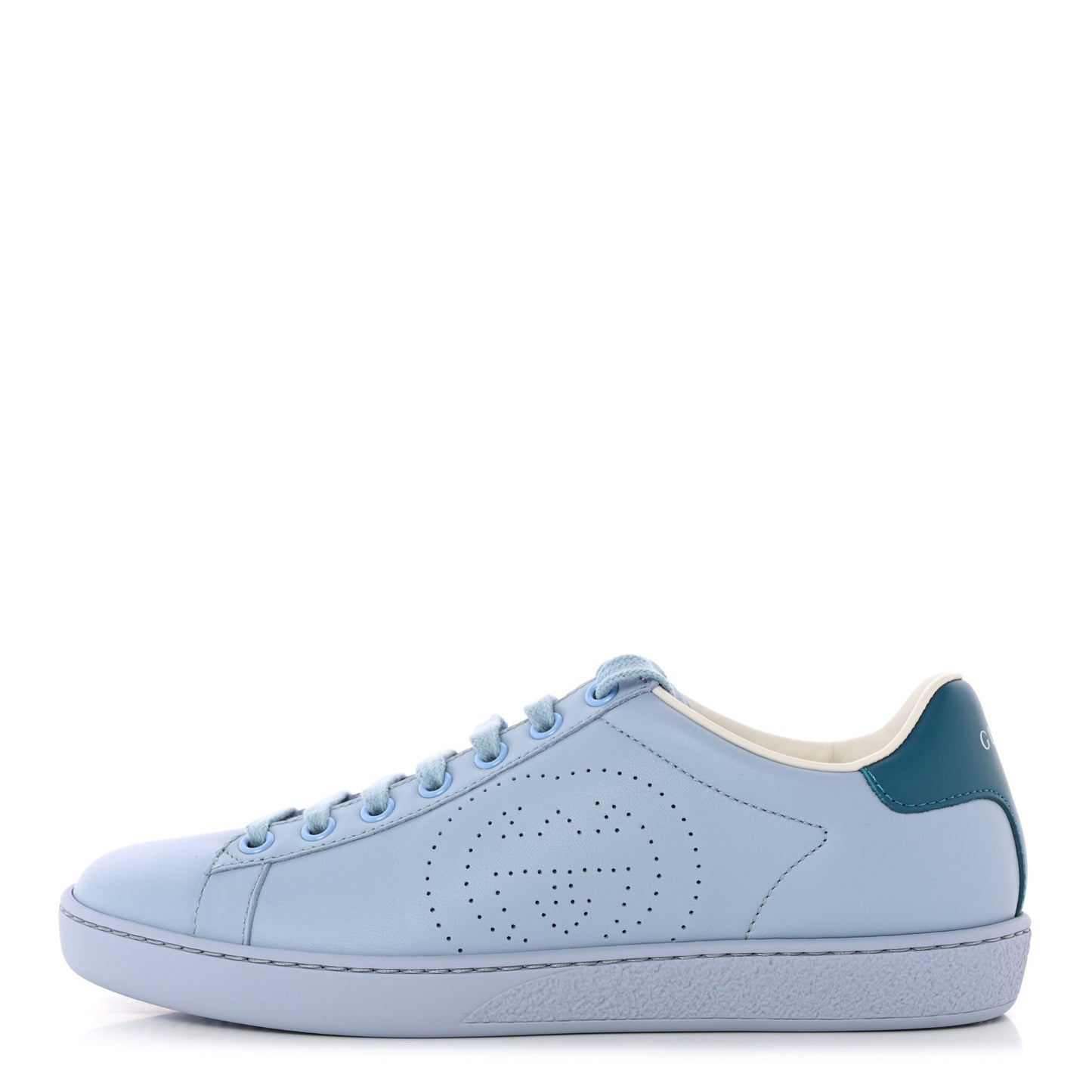 Calfskin Interlocking G Perforated Womens Ace Sneakers 36.5 Porcelain Light Blue Zaffiro