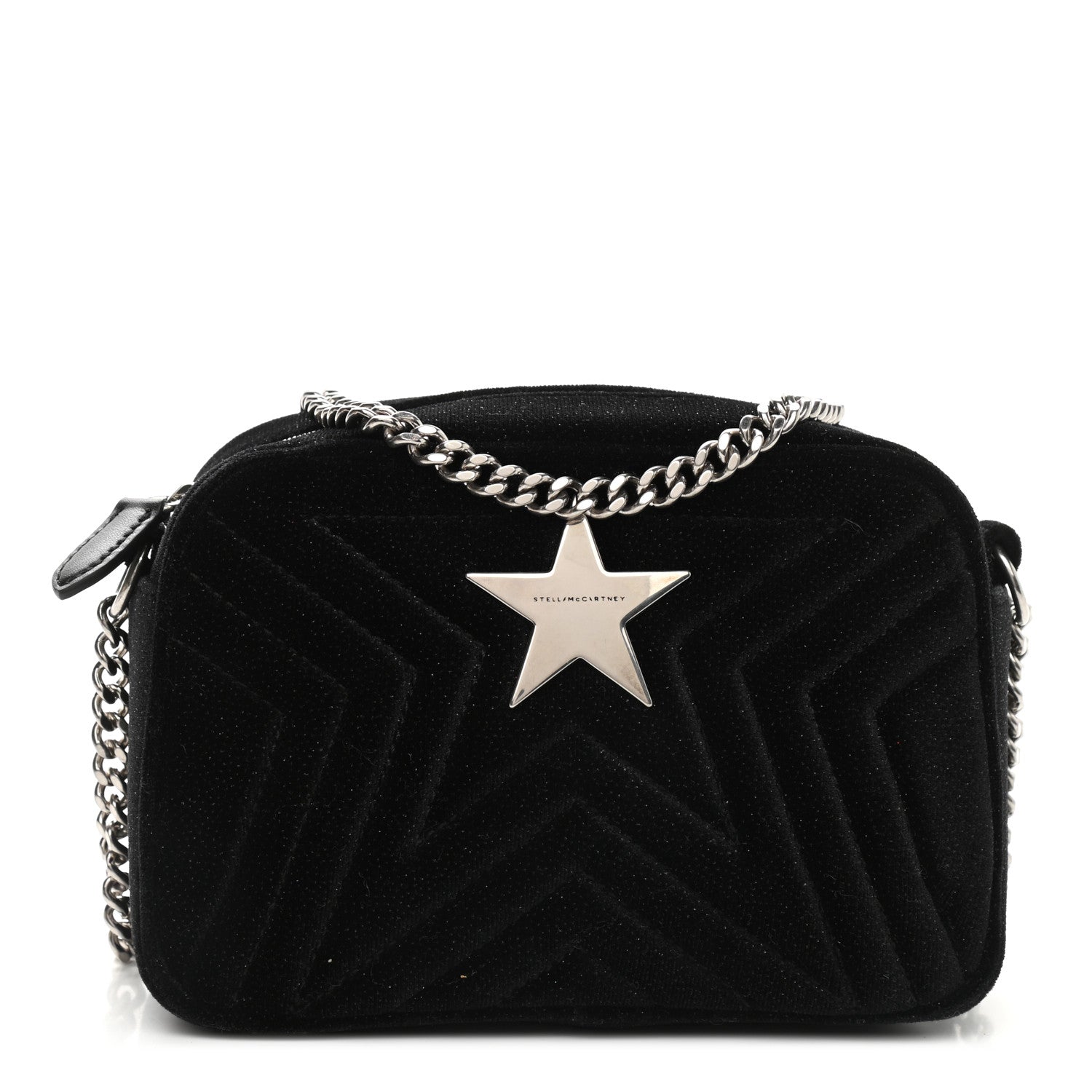 Stella McCartney Glitter Velvet Star Patch Shoulder Bag Black 1 of 8