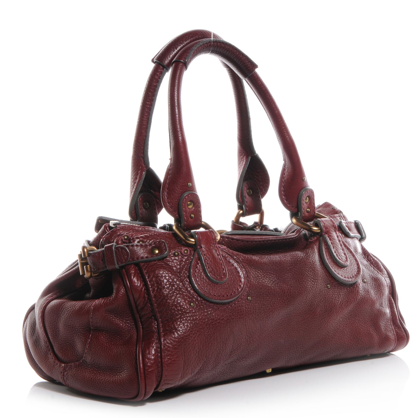 Leather Paddington Satchel Grenat