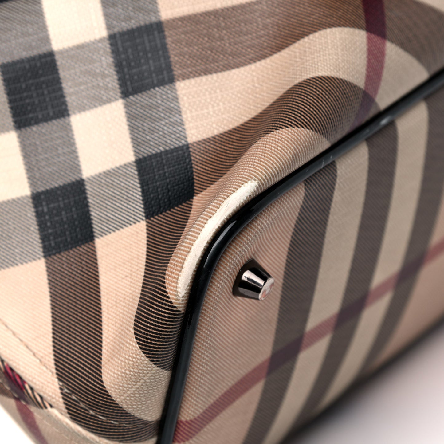 Nova Check Patent Trim Shopper Tote Black