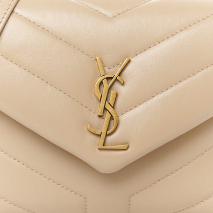 Saint Laurent Calfskin Y Quilted Monogram Toy Loulou Crossbody Bag Dark Beige 9 of 11