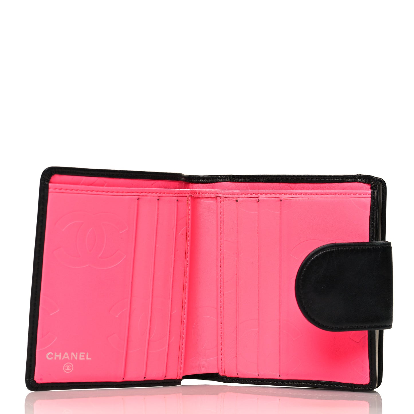 Calfskin Quilted Cambon Bi-Fold Wallet Black