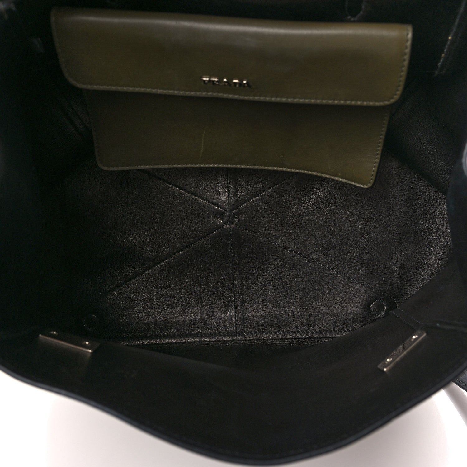 Prada City Calfskin Convertible Top Handle Tote Militare Green Black 5 of 14