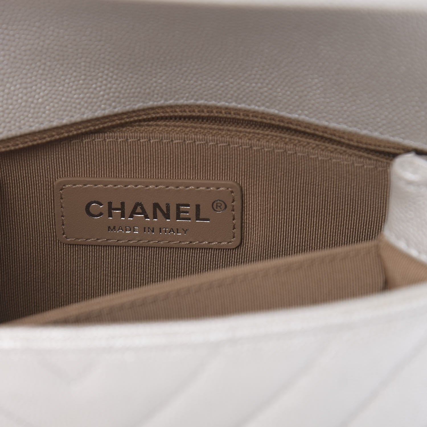 Chanel Iridescent Caviar Chevron Quilted Mini Coco Handle Flap White 6 of 13