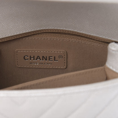 Chanel Iridescent Caviar Chevron Quilted Mini Coco Handle Flap White 6 of 13