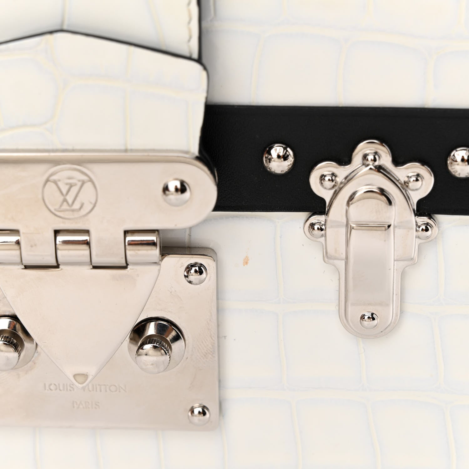 Louis Vuitton Alligator Petite Malle White Black 11 of 11