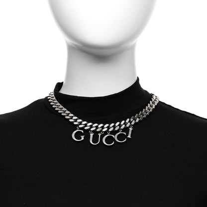 Gucci Metal Script Choker Necklace Silver 2 of 5