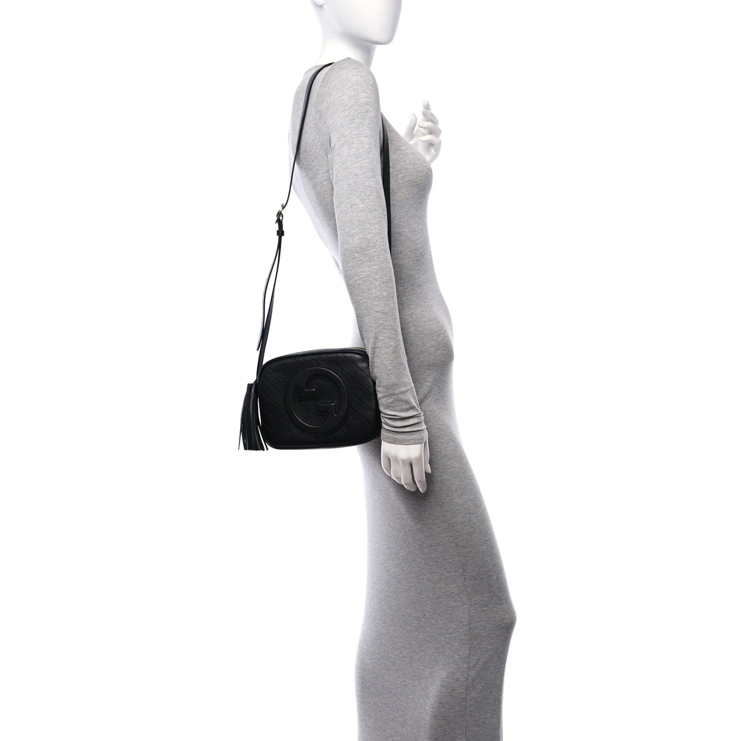 Gucci Sakai Be Green Calfskin Diagonal Stitched Small Blondie Shoulder Bag Black 2 of 10