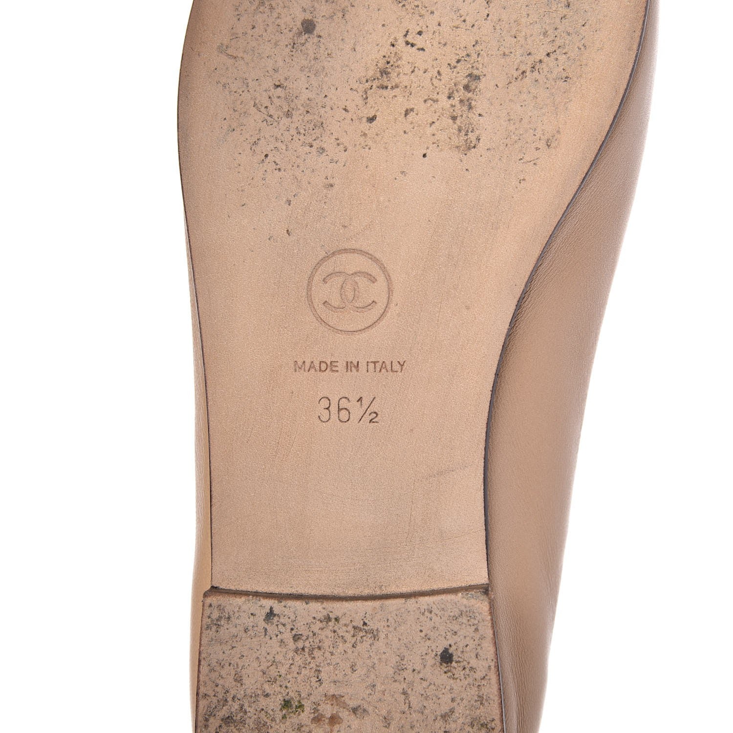 Chanel Lambskin Cap Toe CC Ballerina Flats 36.5 Beige Black 9 of 13