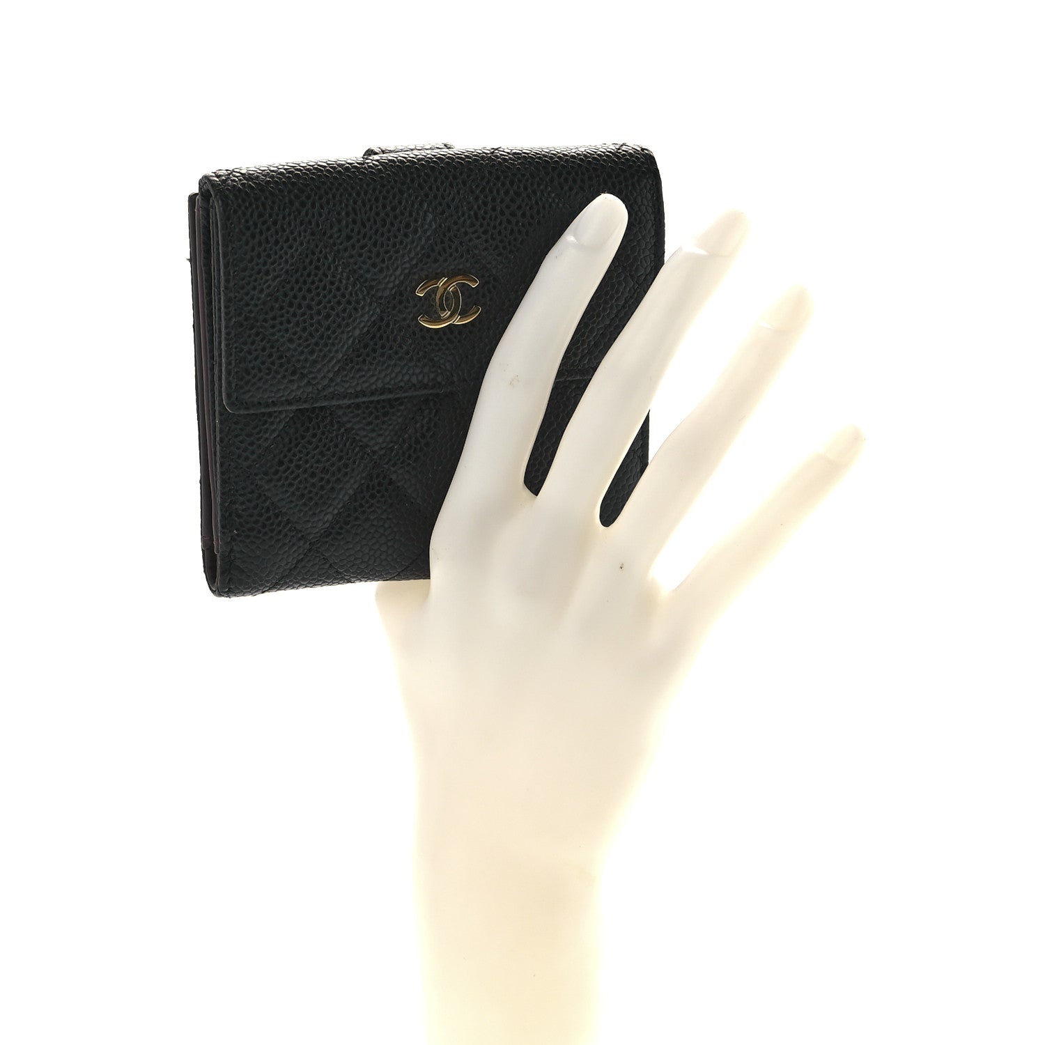 Chanel Caviar Quilted Compact French Flap Wallet Black 2 of 15