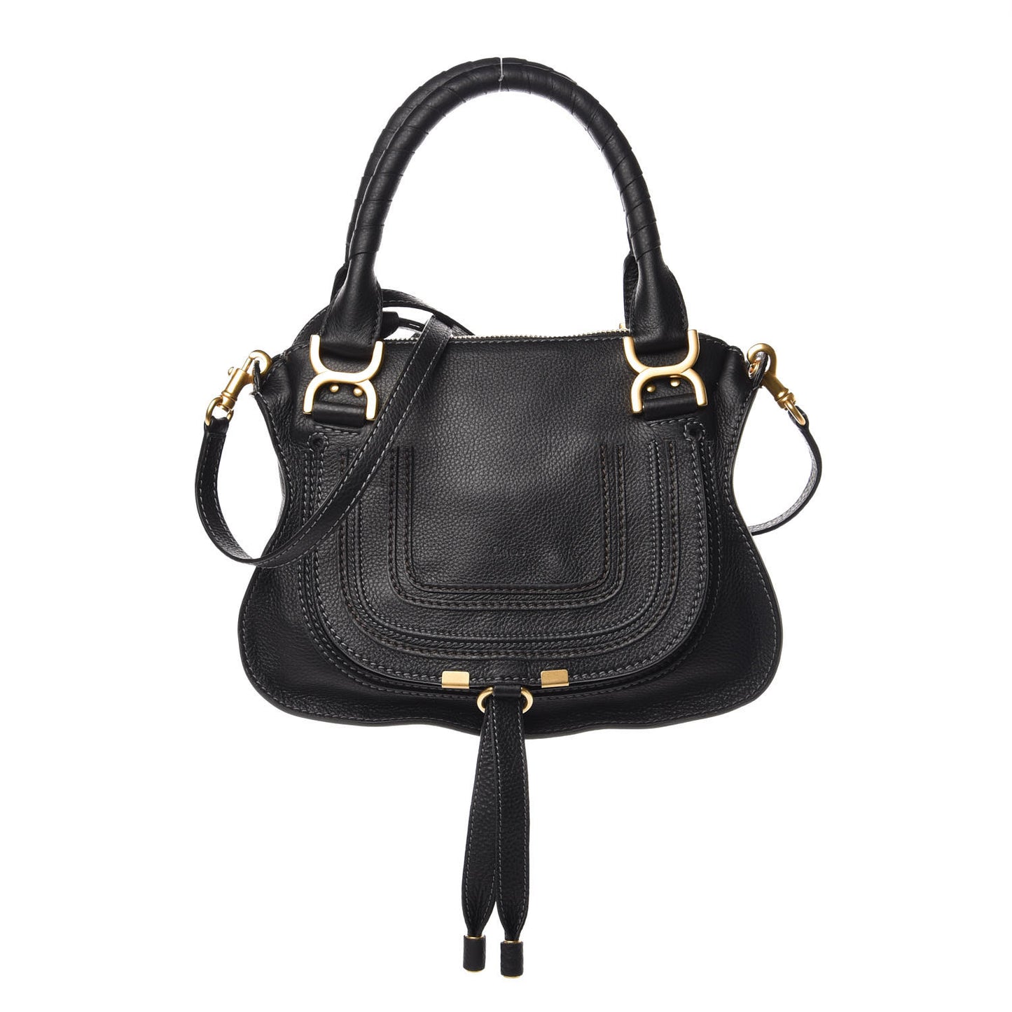 Calfskin Small Marcie Satchel Black