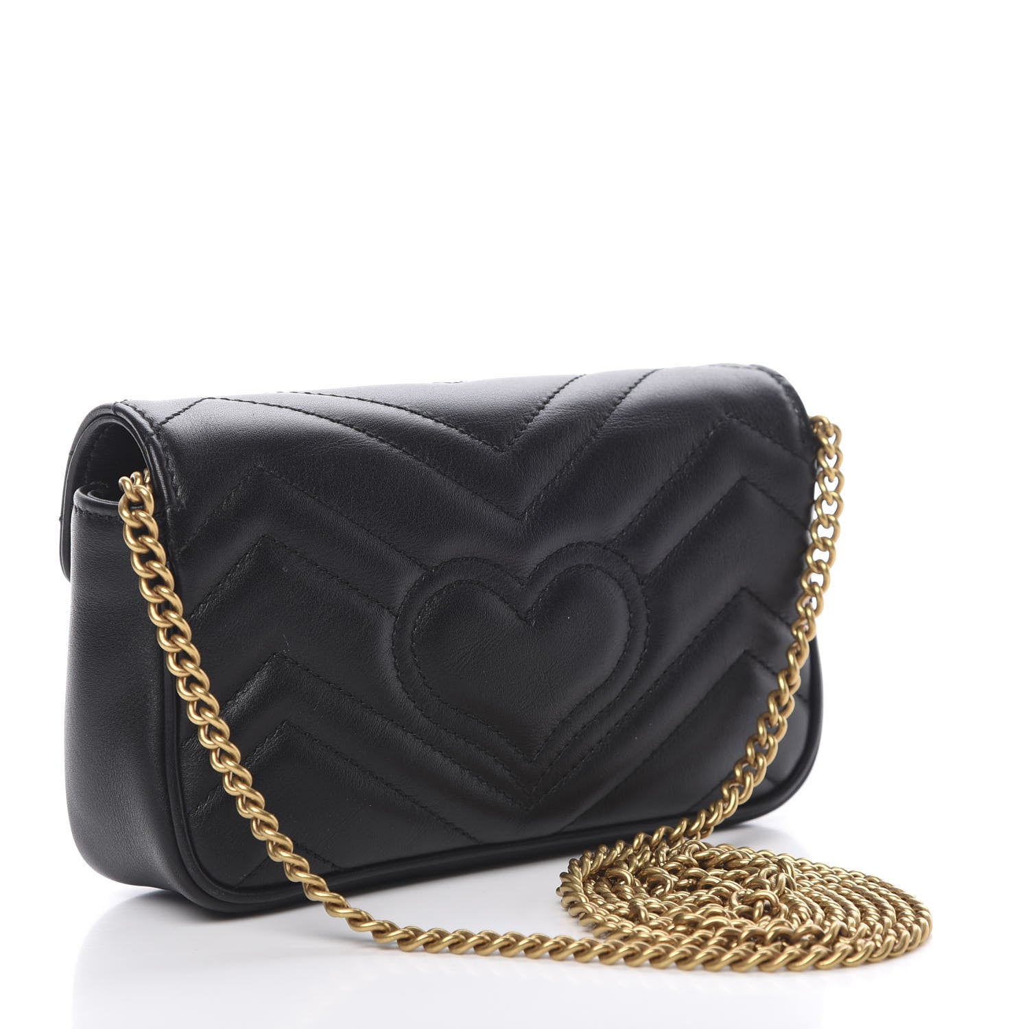 Gucci Calfskin Matelasse Super Mini GG Marmont Shoulder Bag Black 3 of 10