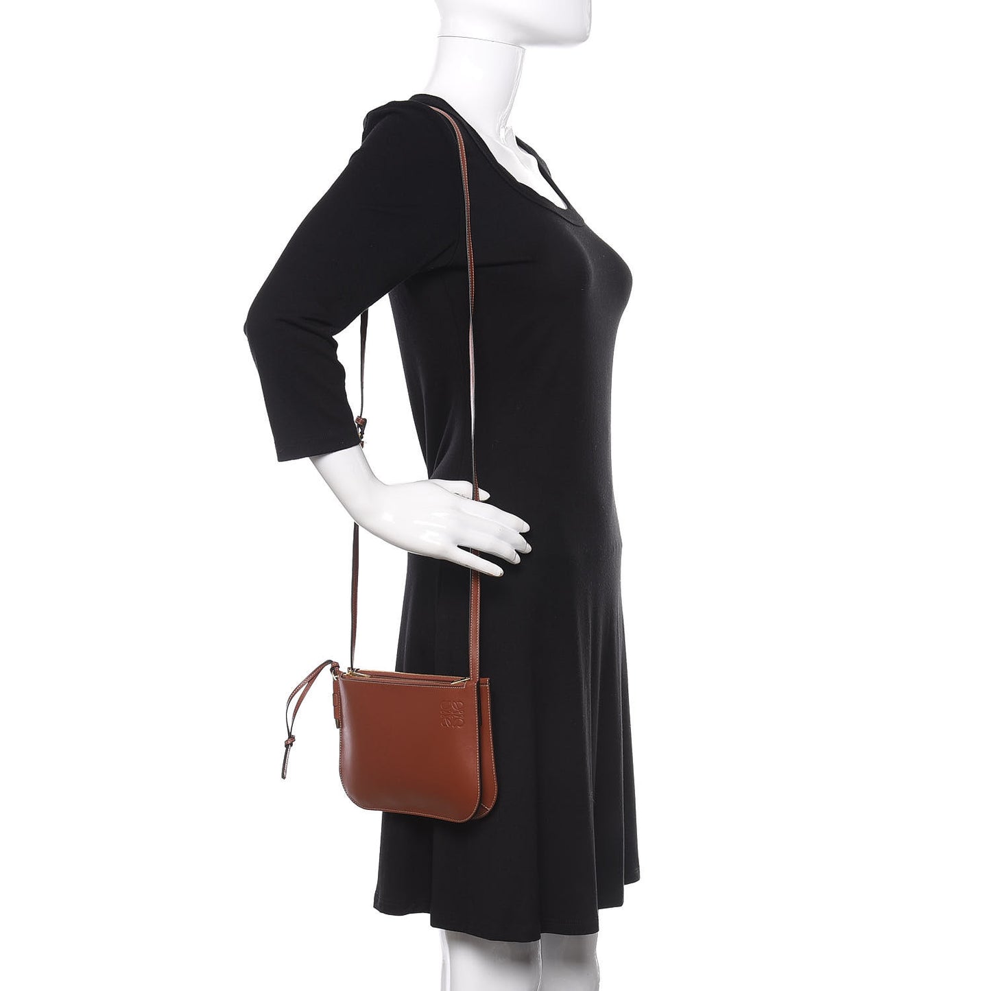 Calfskin Gate Double Zip Pouch Crossbody Brick