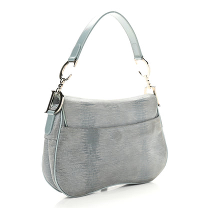 Christian Dior Lizard Double Saddle Bag Blue 3 of 11