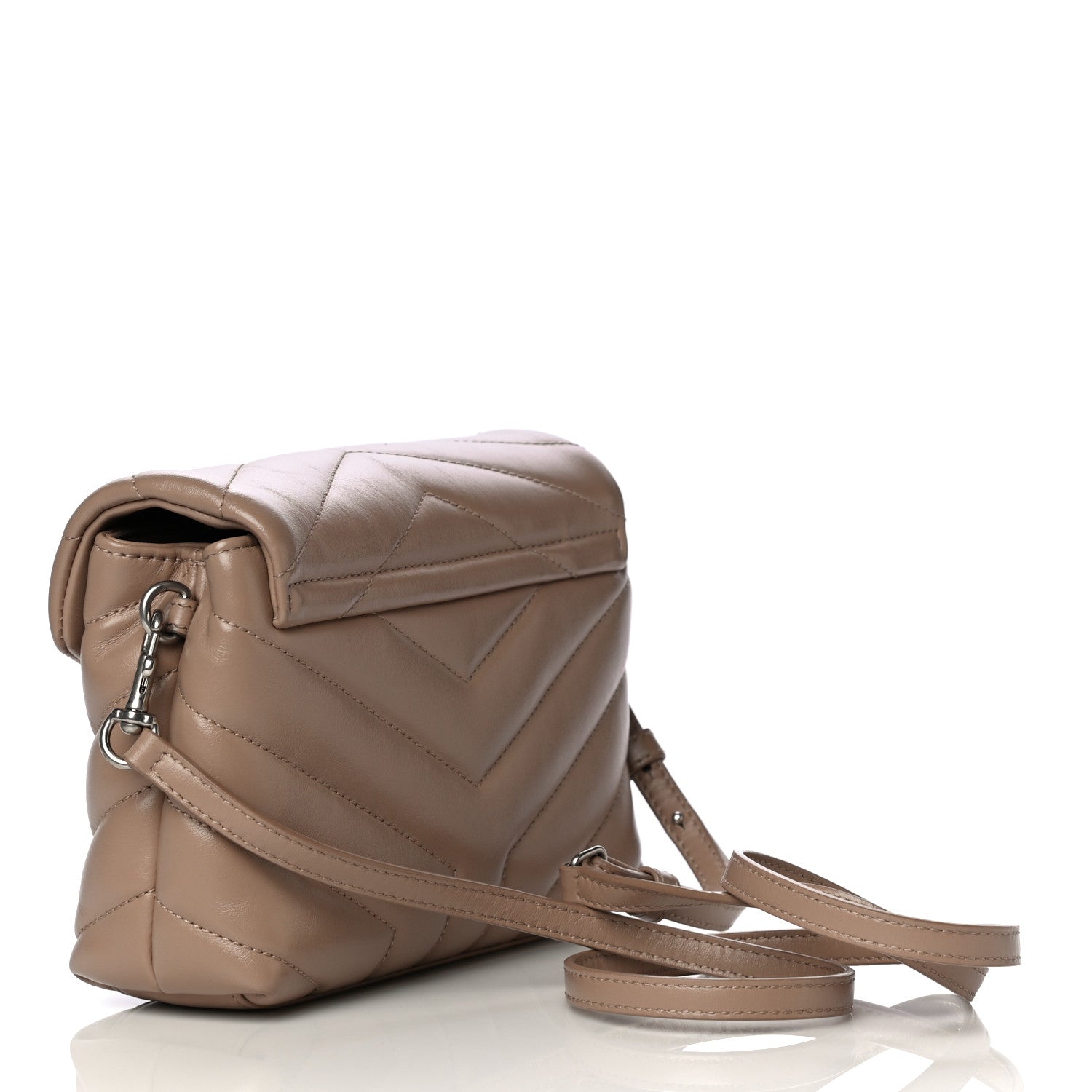 Saint Laurent Calfskin Y Quilted Monogram Toy Loulou Crossbody Bag Latte 3 of 12