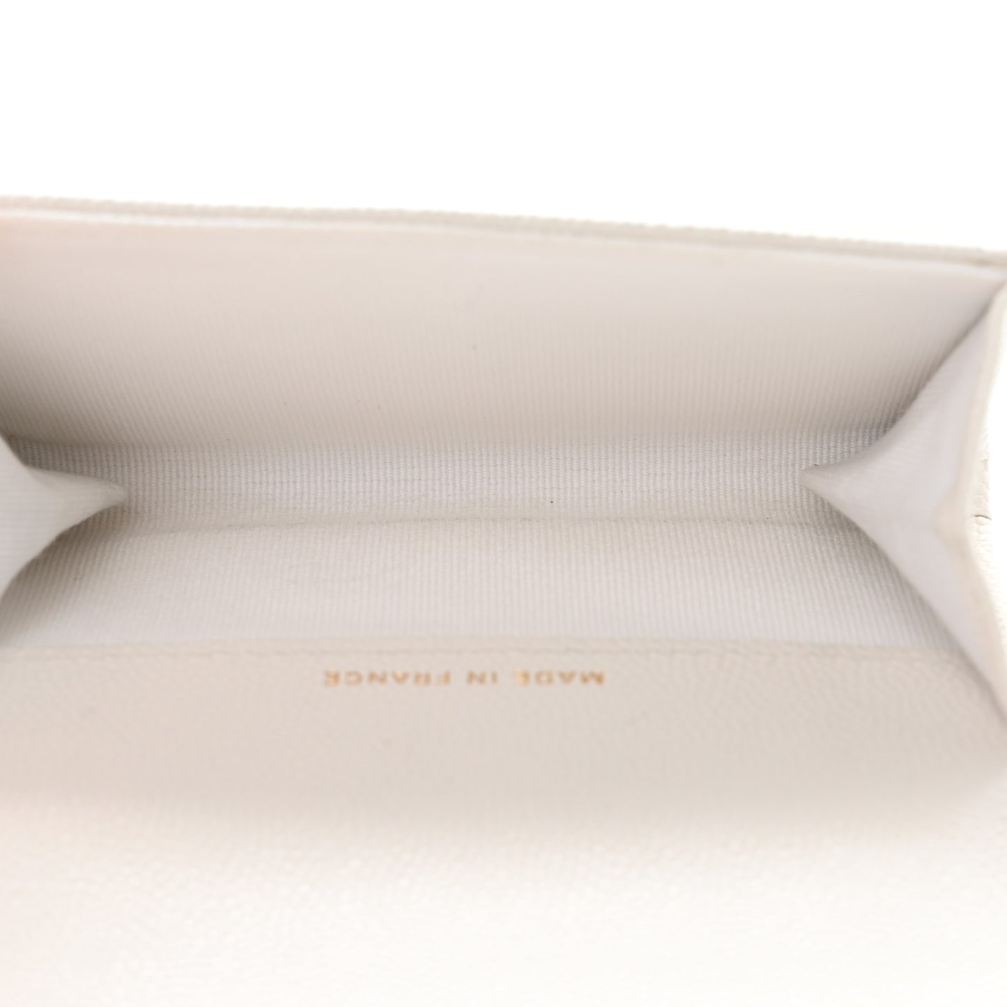 Caviar Quilted Flap Card Holder Wallet White