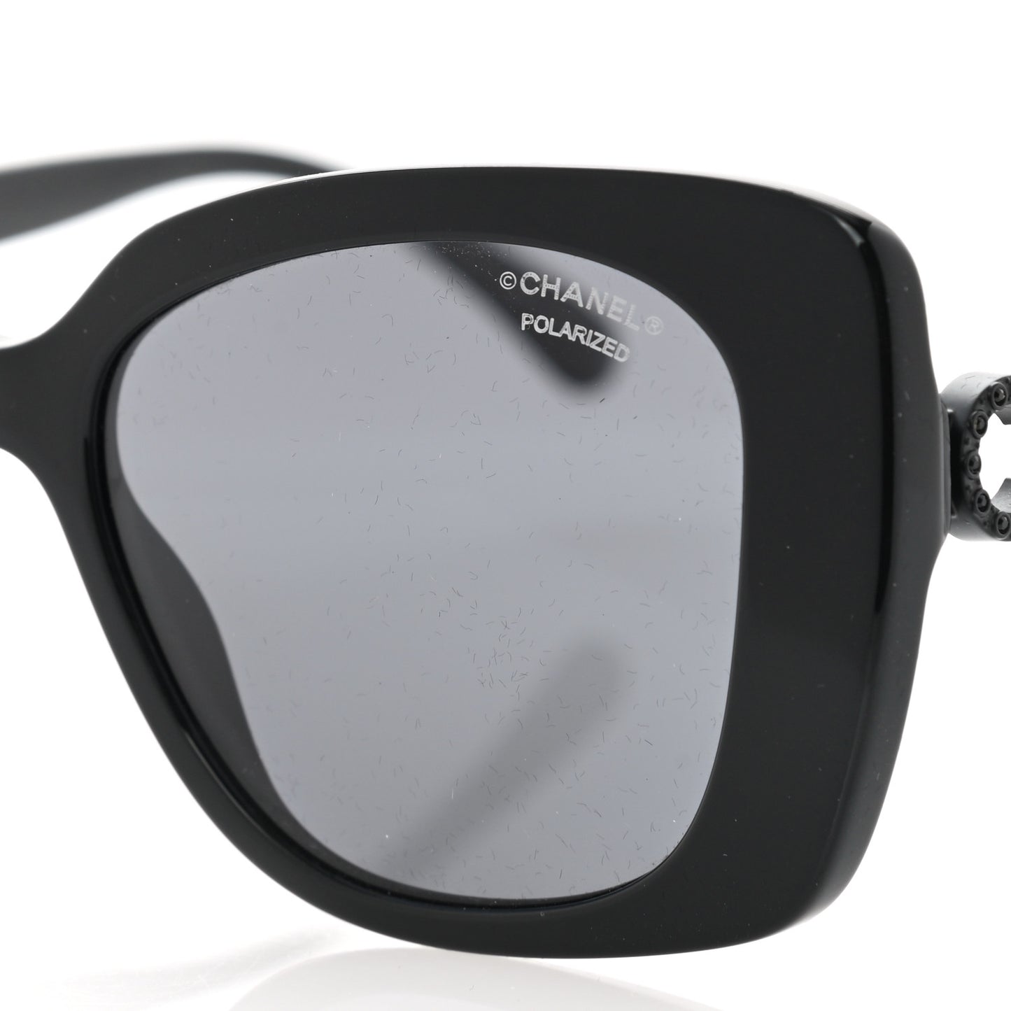 Acetate Strass Polarized Square Sunglasses 5422-B Black