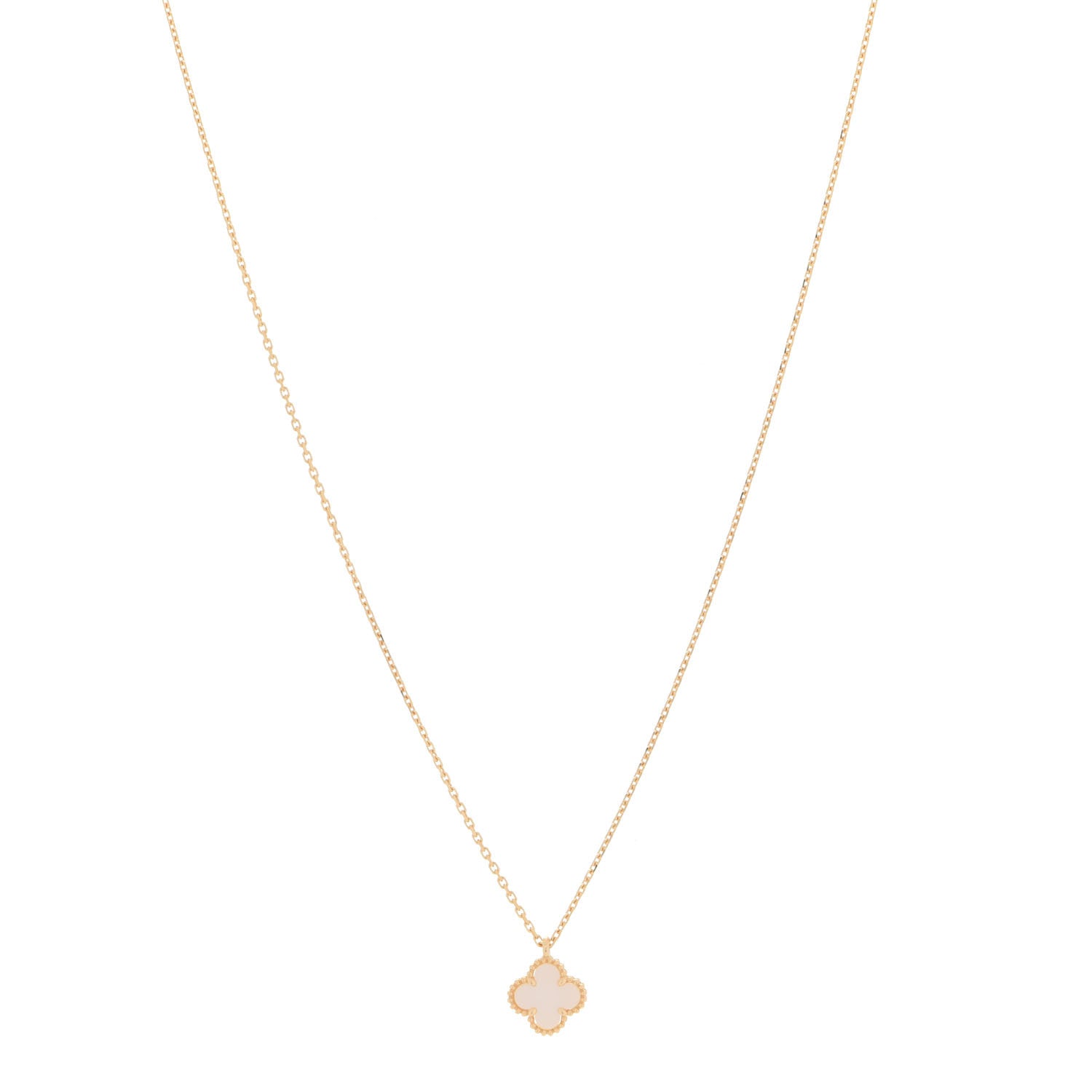 Van Cleef & Arpels 18K Yellow Gold Mother of Pearl Sweet Alhambra Pendant Necklace 1 of 6