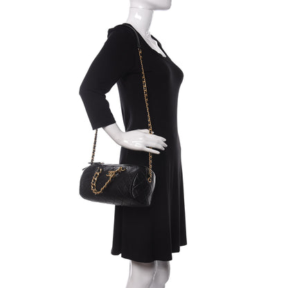 Chanel Shiny Lambskin Quilted Fashion Therapy Bowling Bag Black 2 of 11