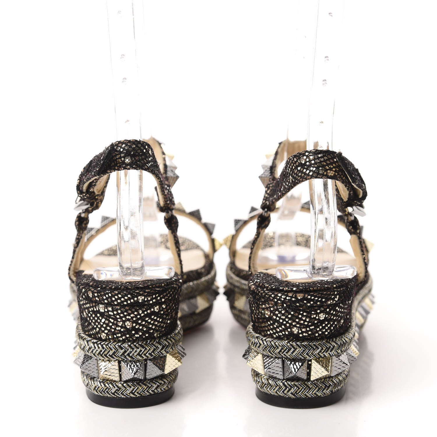 Christian Louboutin Specchio Vintage Pyraclou 60 Platform Sandals 38 Black Gold 5 of 10