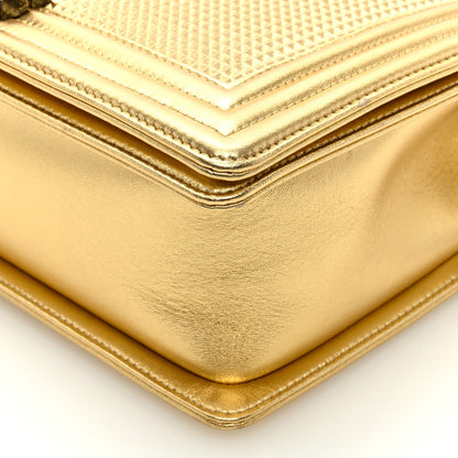 Chanel Metallic Lambskin Embossed Large Boy Cube Flap Gold 9 of 9