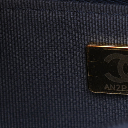 Chanel Denim Printed Wallet On Chain WOC Dark Blue 8 of 12